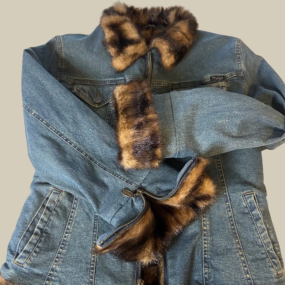 Mudd Y2K Vintage Denim Jacket with Faux Fur Trim 90's Vibe Streetwear Festival M